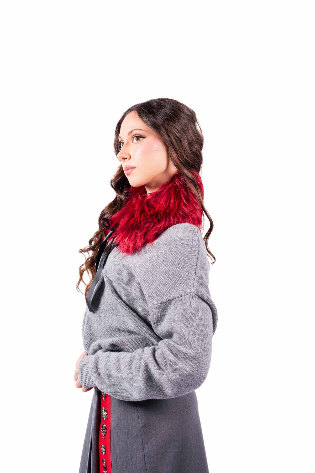 Collo in Ecopelliccia Rosso donna Tensione in - 2