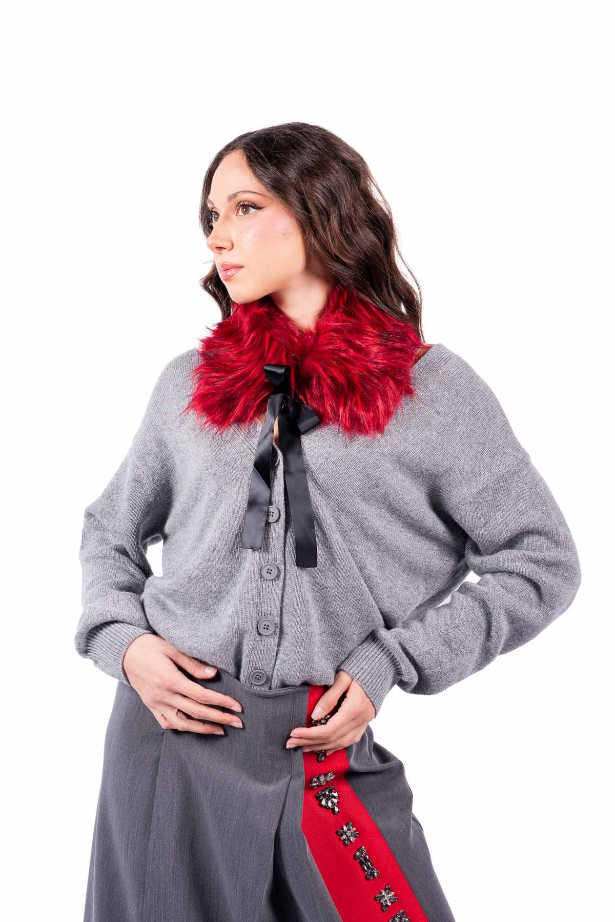 Collo in Ecopelliccia Rosso donna Tensione in - 3