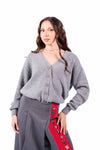 Cardigan Grigio con Bottoni Avanti e Dietro donna Tensione in - 1