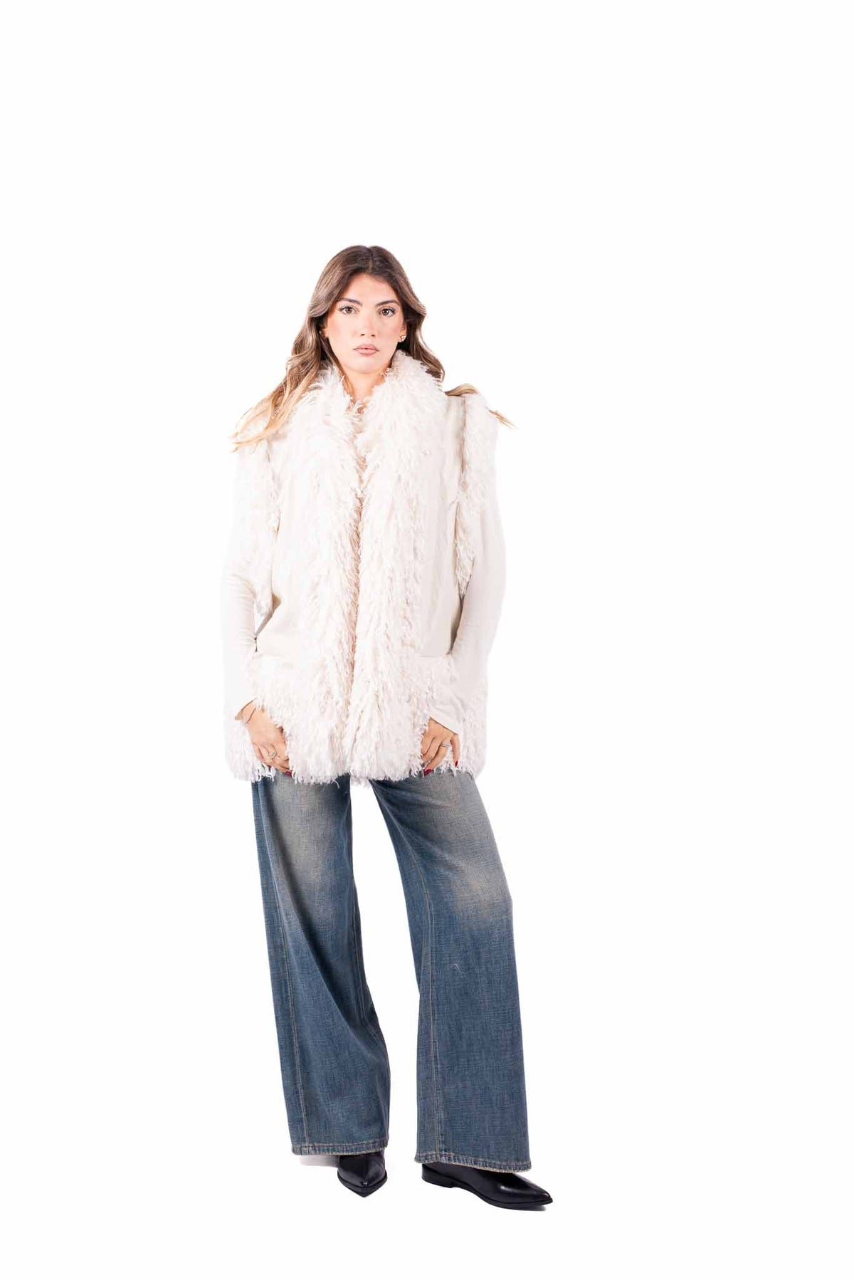 Jeans Wide Leg Palazzo Lavaggio Vintage donna Tensione in - 4