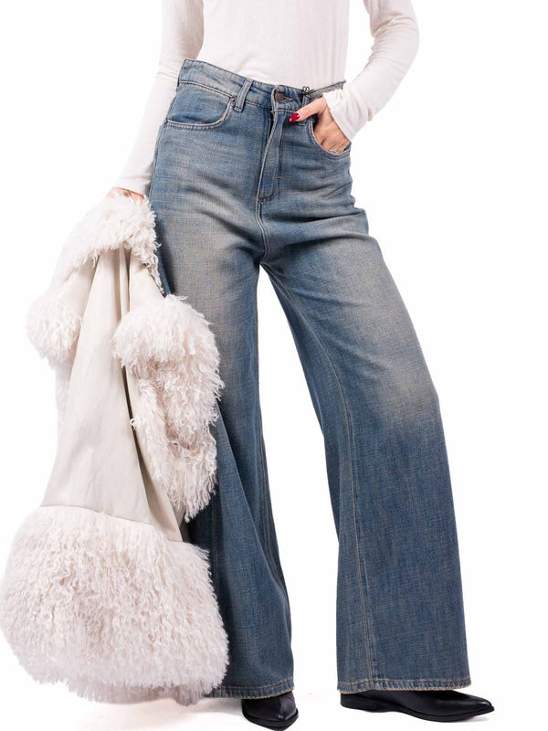 Jeans Wide Leg Palazzo Lavaggio Vintage da donna Tensione in