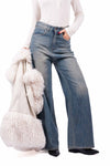 Jeans Wide Leg Palazzo Lavaggio Vintage donna Tensione in - 1