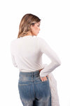 Maglia Serafino Panna a Costine donna Tensione in - 2