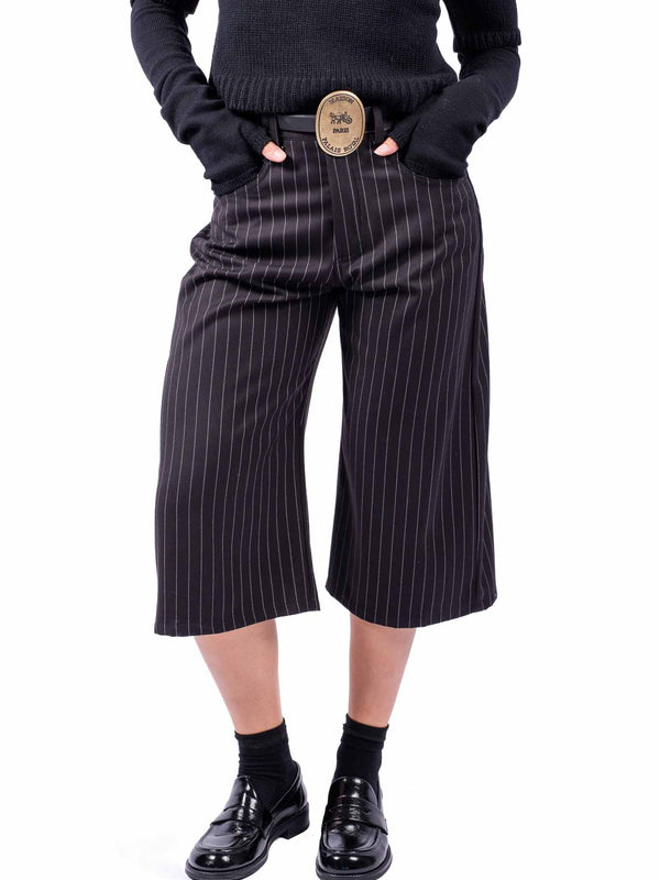 Bermuda Sartoriale Nero Gessato con Cintura da donna Tensione in