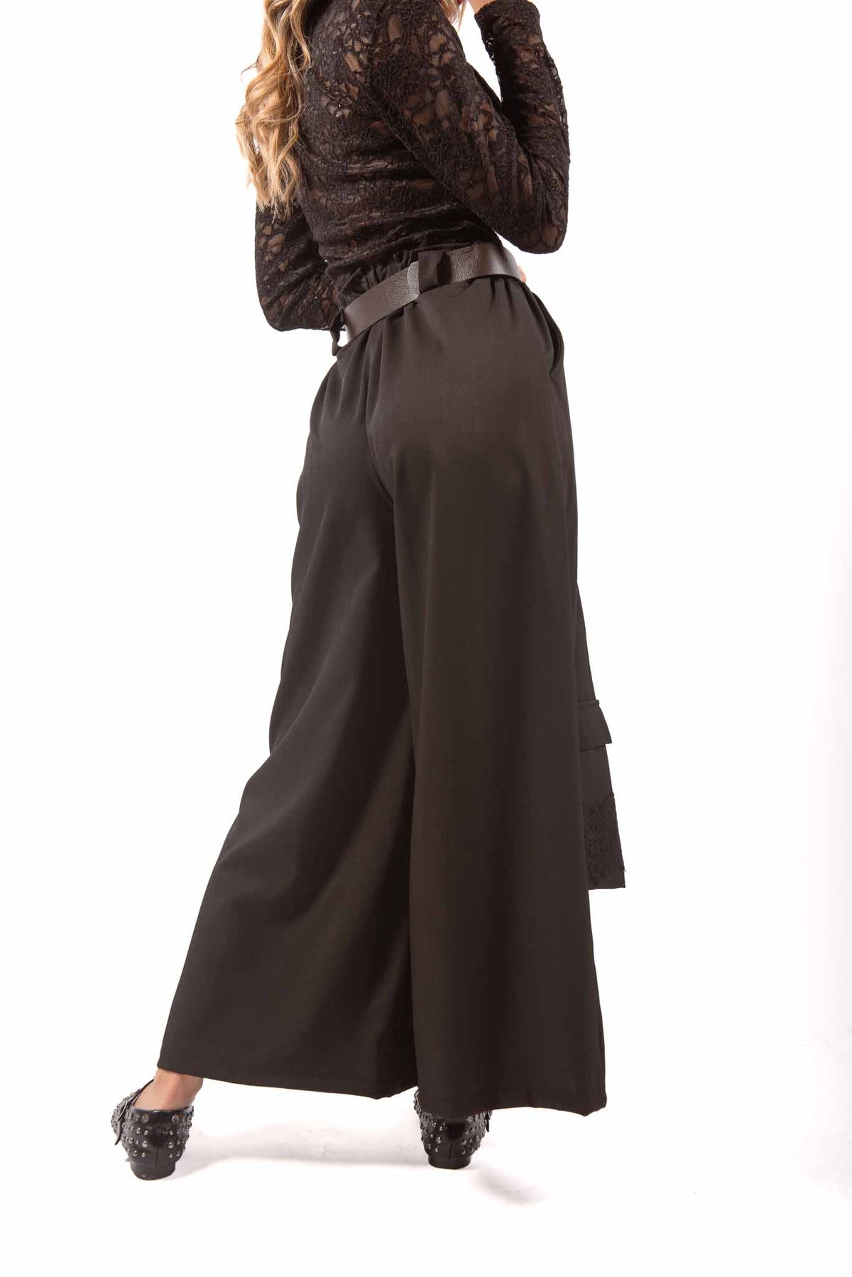 Pantaloni Palazzo Neri con Cintura donna Miss love - 3