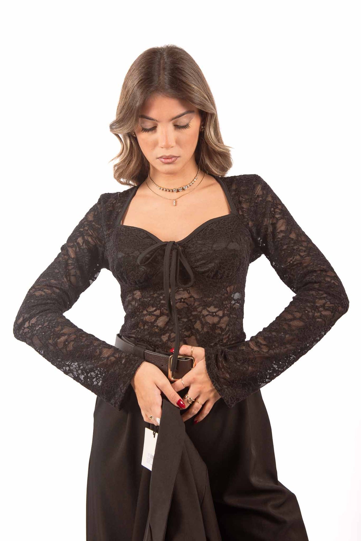 Top in Pizzo Nero con Bustier Integrato donna Miss love - 3