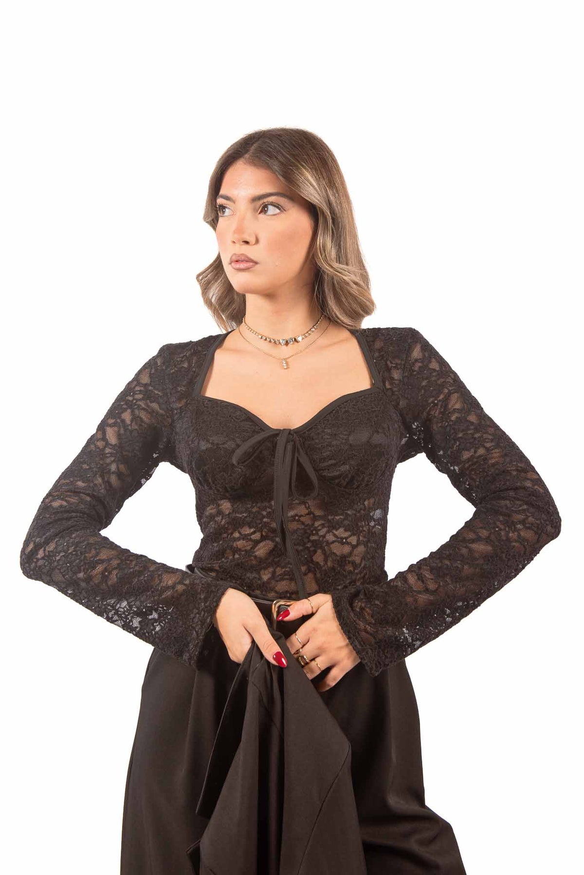 Top in Pizzo Nero con Bustier Integrato donna Miss love - 1