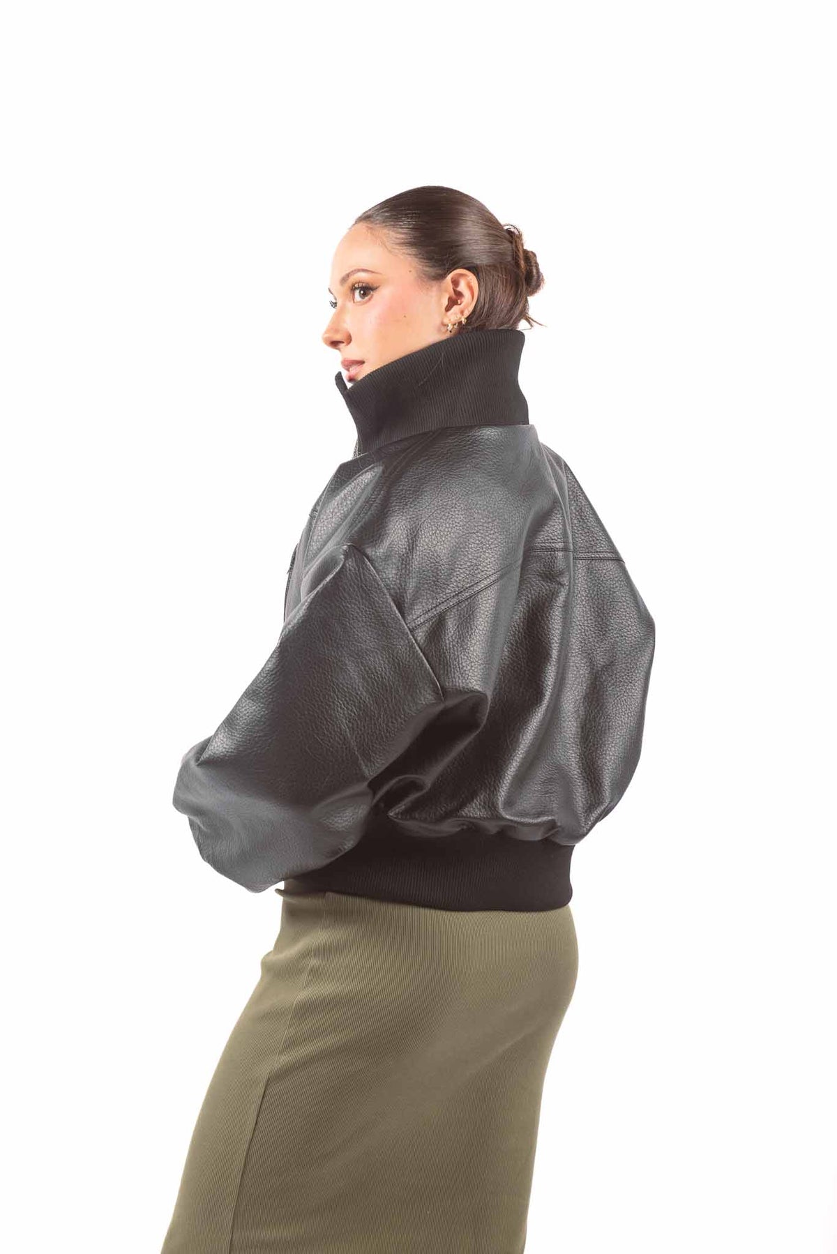 Bomber Biker in Ecopelle Nero donna Miss love - 2