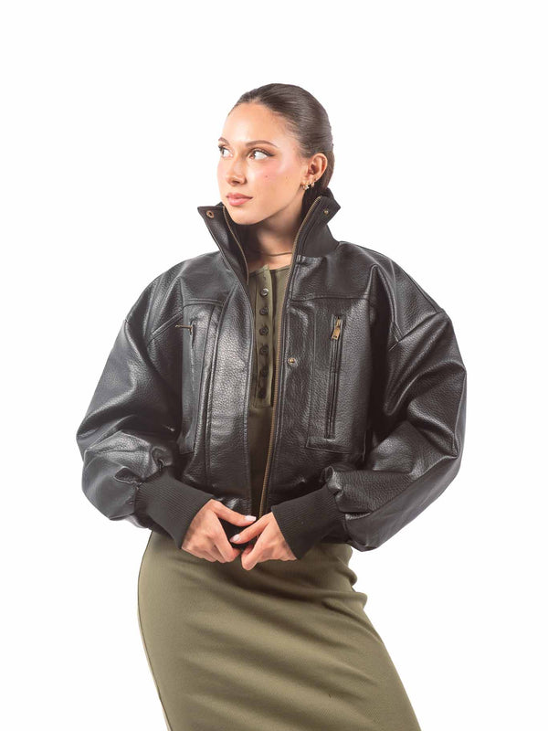 Bomber Biker in Ecopelle Nero da donna Miss love
