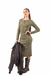 Abito Midi a Costine Verde Oliva donna Miss love - 1
