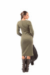 Abito Midi a Costine Verde Oliva donna Miss love - 3
