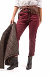 Pantaloni Chino Bordeaux con Cintura Borchiata donna Miss love - 1