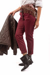 Pantaloni Chino Bordeaux con Cintura Borchiata donna Miss love - 2
