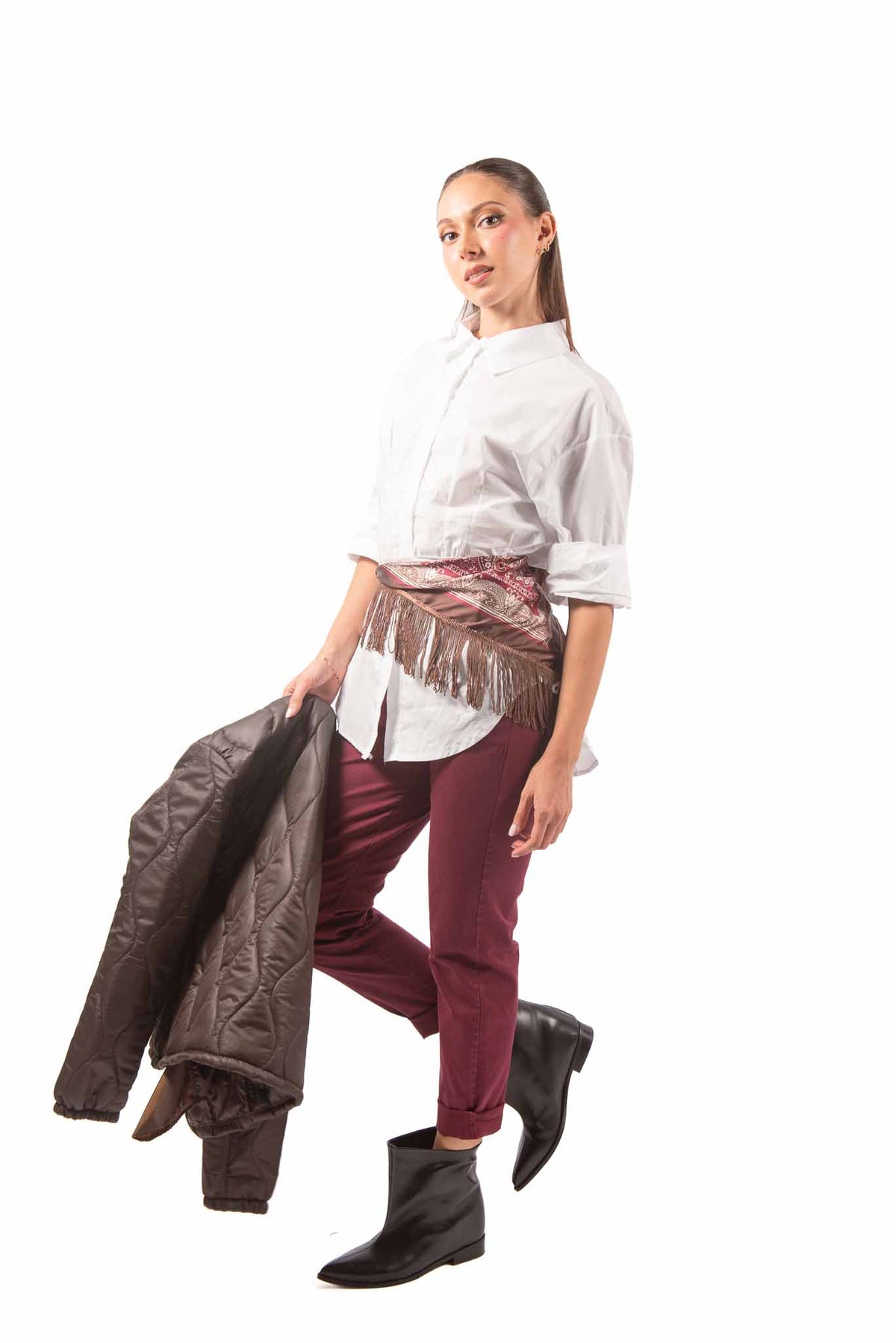 Camicia Bianca con Bandana Sfrangiata donna Miss love - 3