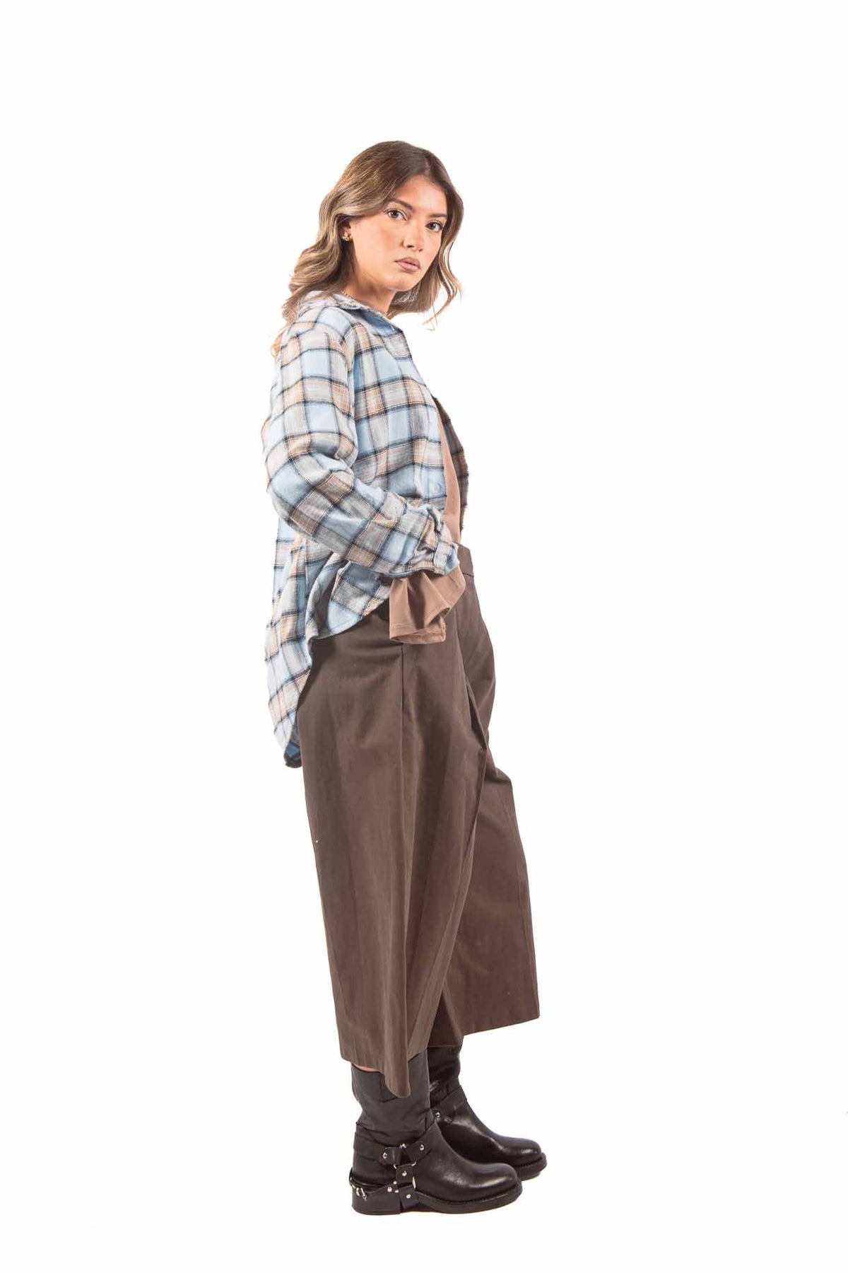 Pantaloni Palazzo con Pinces Cioccolato donna Miss love - 3