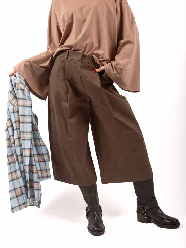 Pantaloni Palazzo con Pinces Cioccolato da donna Miss love