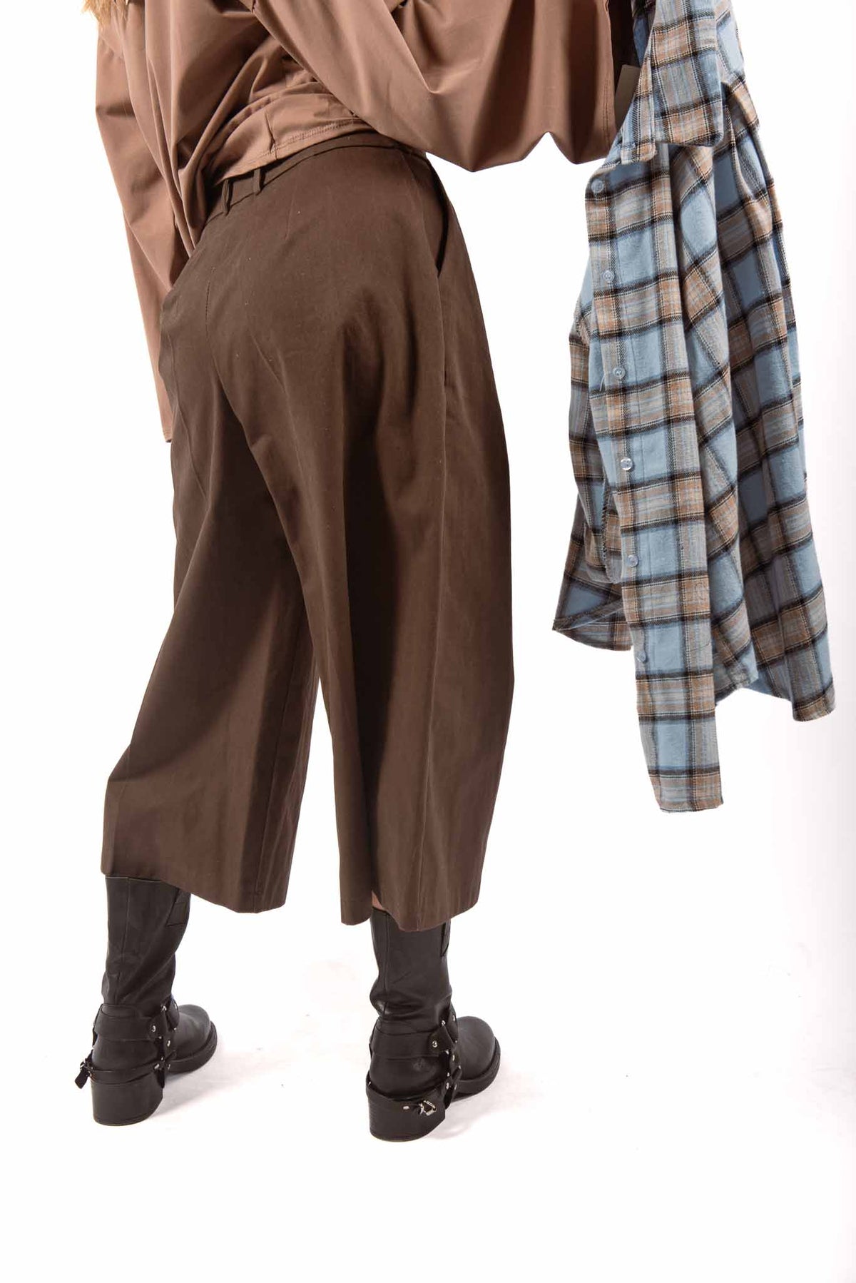 Pantaloni Palazzo con Pinces Cioccolato donna Miss love - 2