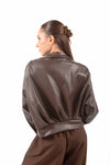 Giubbino in Ecopelle Marrone con Zip donna Miss love - 5