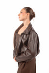 Giubbino in Ecopelle Marrone con Zip donna Miss love - 6