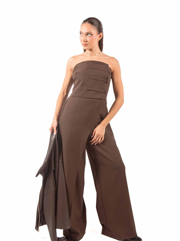 Tuta Jumpsuit Strapless Cioccolato da donna Miss love
