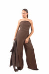 Tuta Jumpsuit Strapless Cioccolato donna Miss love - 1