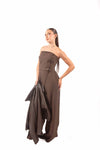 Tuta Jumpsuit Strapless Cioccolato donna Miss love - 2