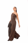 Tuta Jumpsuit Strapless Cioccolato donna Miss love - 3