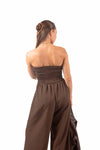 Tuta Jumpsuit Strapless Cioccolato donna Miss love - 4
