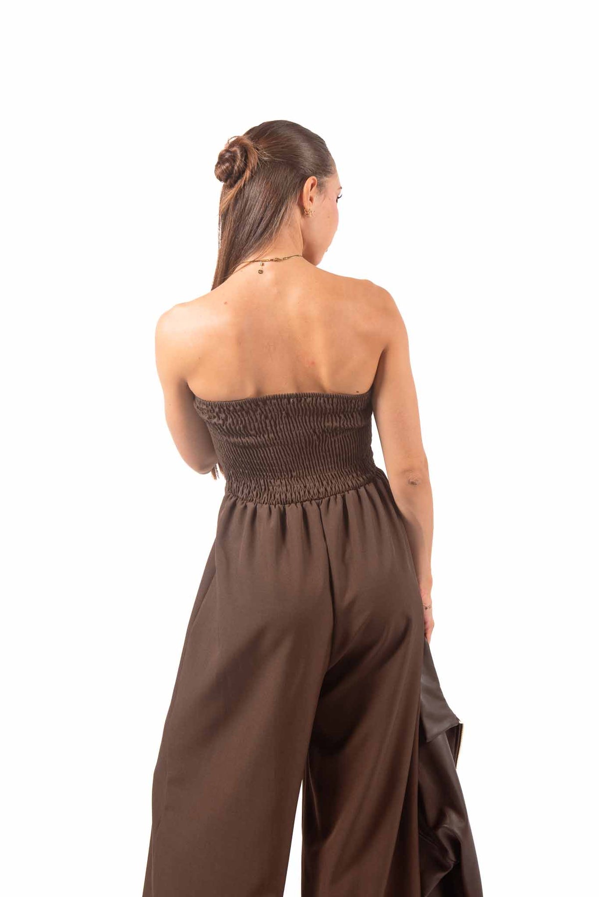Tuta Jumpsuit Strapless Cioccolato donna Miss love - 4