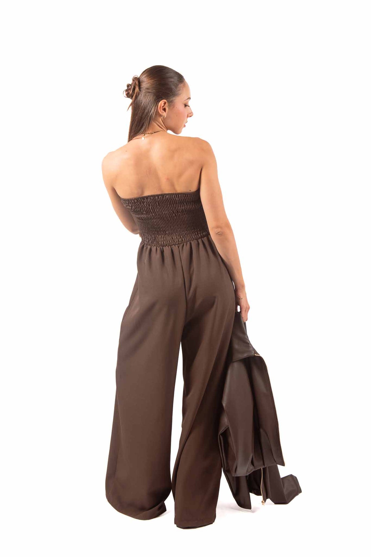 Tuta Jumpsuit Strapless Cioccolato donna Miss love - 5