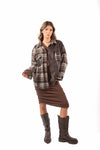 Camicia Patchwork Check ed Ecopelle donna Miss love - 2