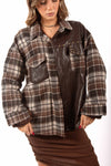 Camicia Patchwork Check ed Ecopelle donna Miss love - 4