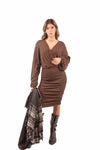 Abito Corto in Maglia a Costine Cioccolato donna Miss love - 5