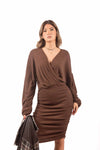 Abito Corto in Maglia a Costine Cioccolato donna Miss love - 1