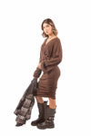 Abito Corto in Maglia a Costine Cioccolato donna Miss love - 2