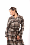 Abito Chemisier Quadri Tartan con Ecopelle e Borchie donna Miss love - 3