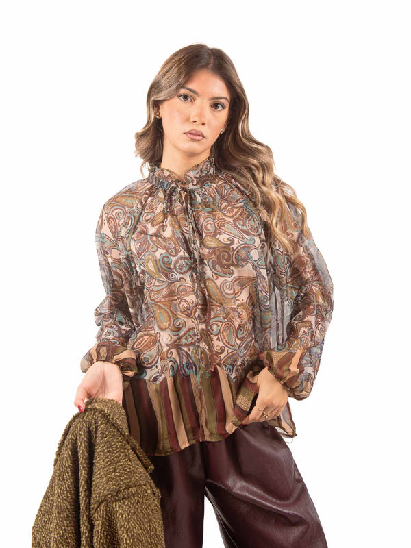 Blusa in Chiffon Stampa Paisley da donna Miss love