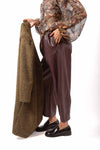 Pantaloni Barrell Fit in Ecopelle Bordeaux donna Miss love - 2
