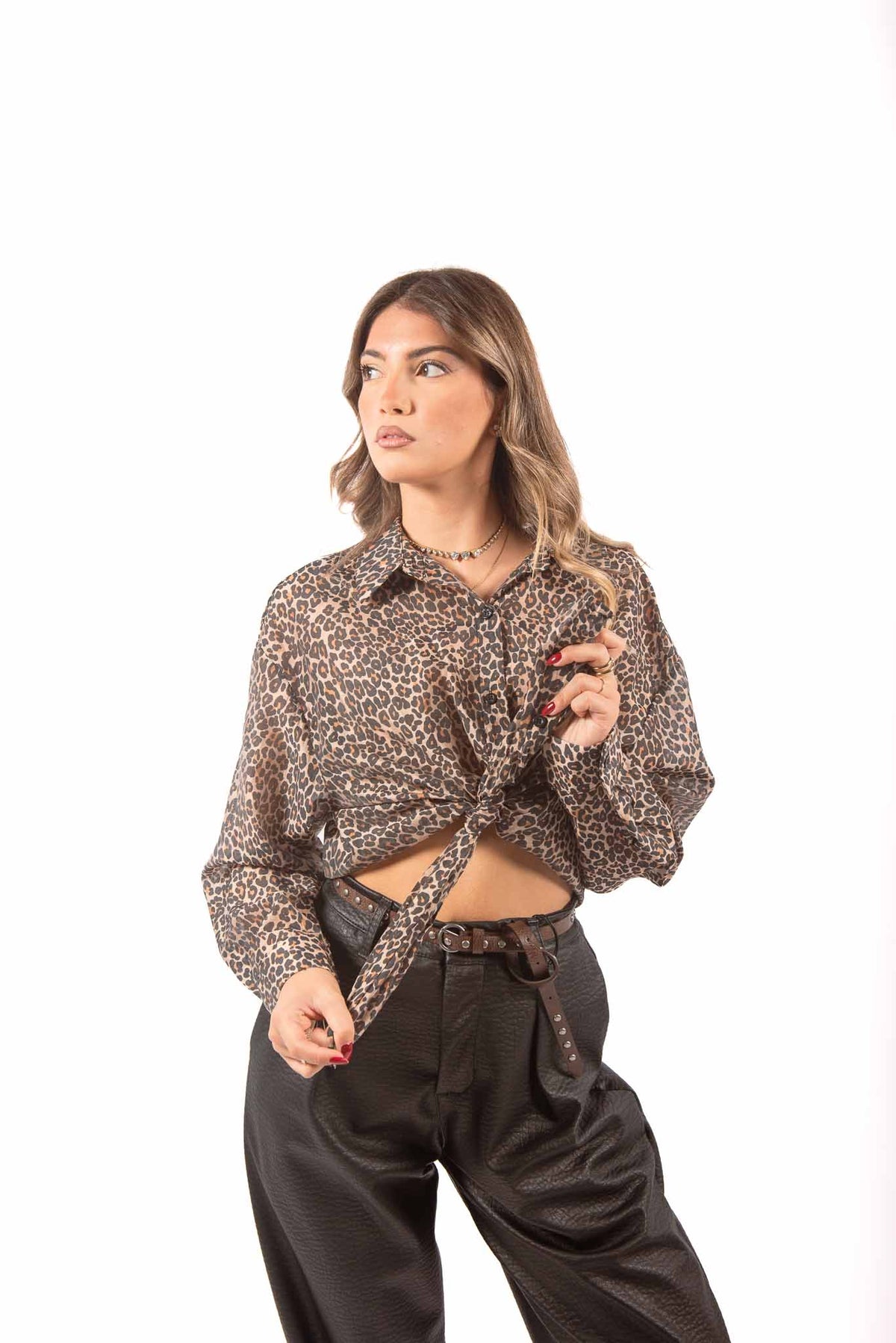 Camicia Semitrasparente Leopardata donna Miss love - 5