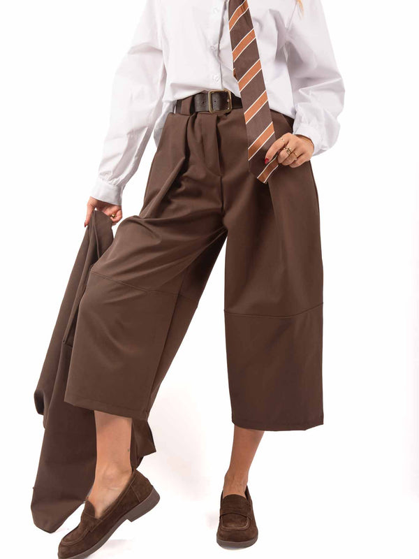 Pantaloni Wide Leg Cioccolato con Cintura da donna Miss love