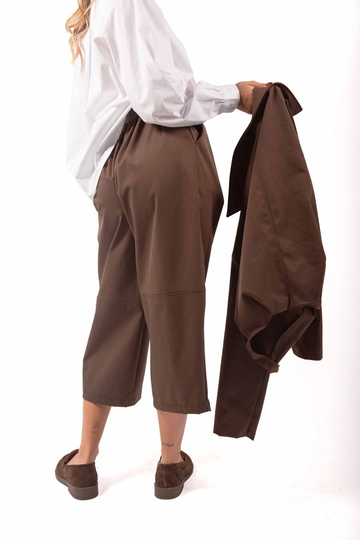 Pantaloni Wide Leg Cioccolato con Cintura donna Miss love - 2