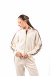 Giacca Felpa Panna con Bande Marroni donna Miss love - 1