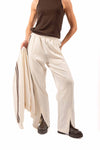 Pantaloni Jogger Panna con Bande Marroni donna Miss love - 1
