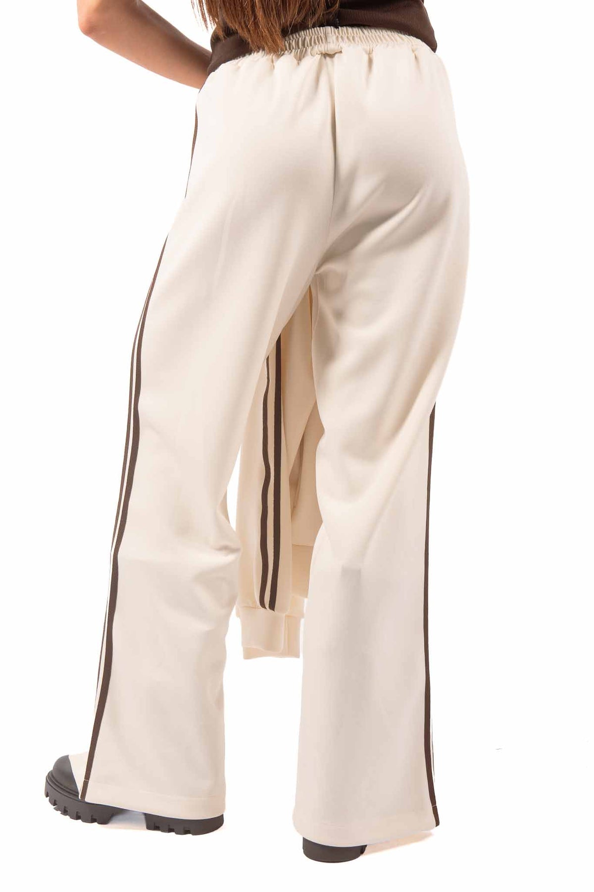 Pantaloni Jogger Panna con Bande Marroni donna Miss love - 3