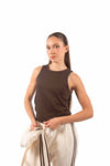 Top Canotta a Costine Cioccolato donna Miss love - 1