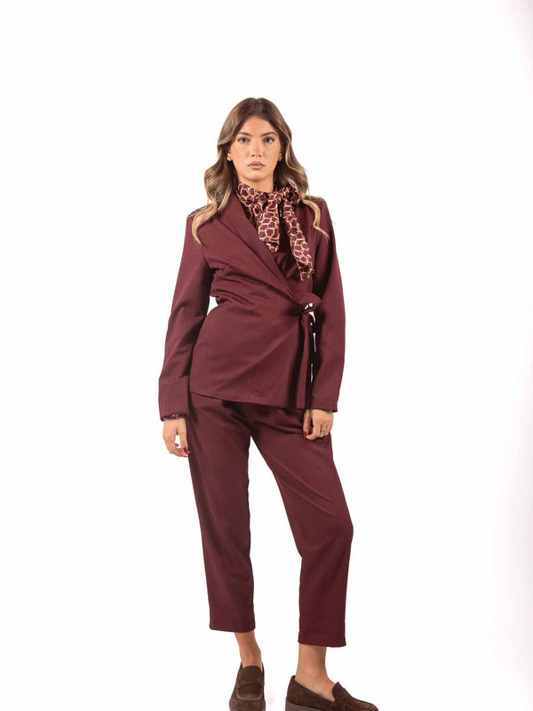 Blazer Incrociato a Portafoglio Bordeaux da donna Miss love