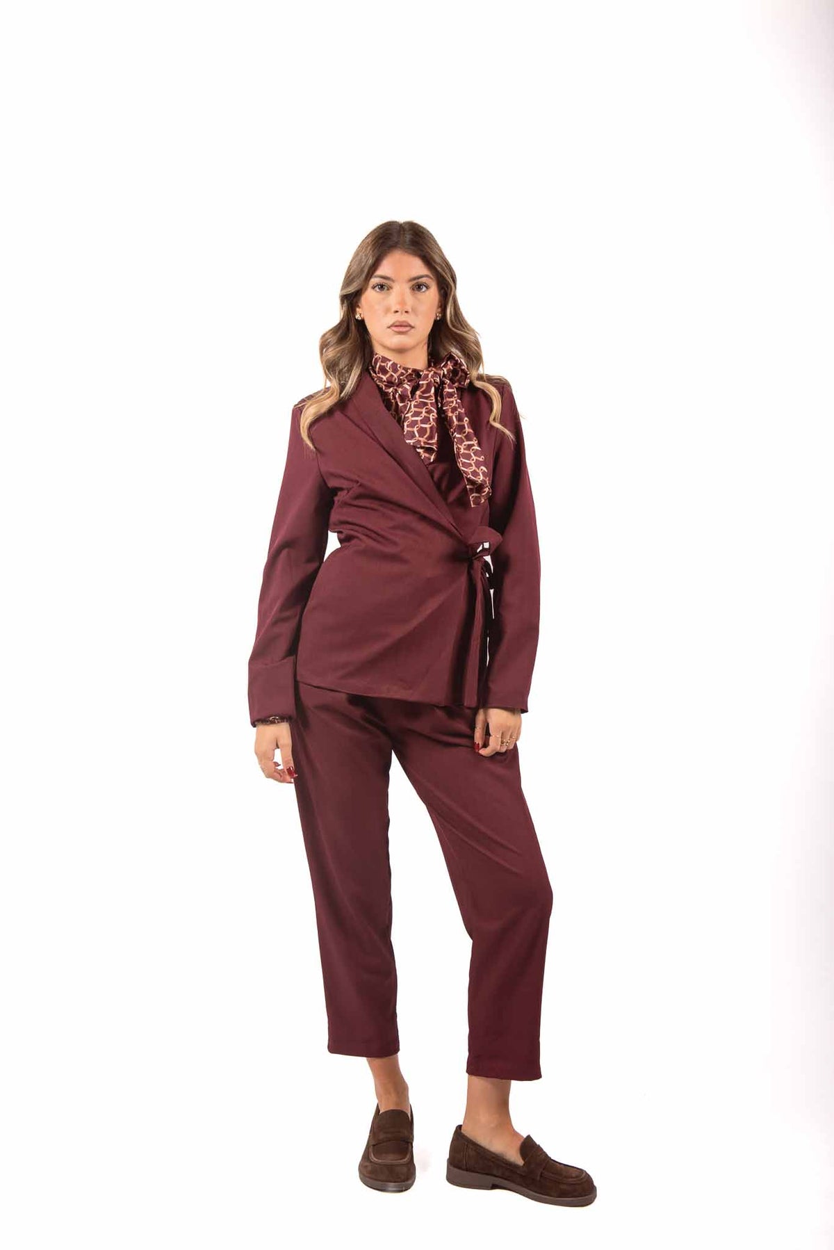 Pantaloni Chino Bordeaux con Cintura donna Miss love - 3