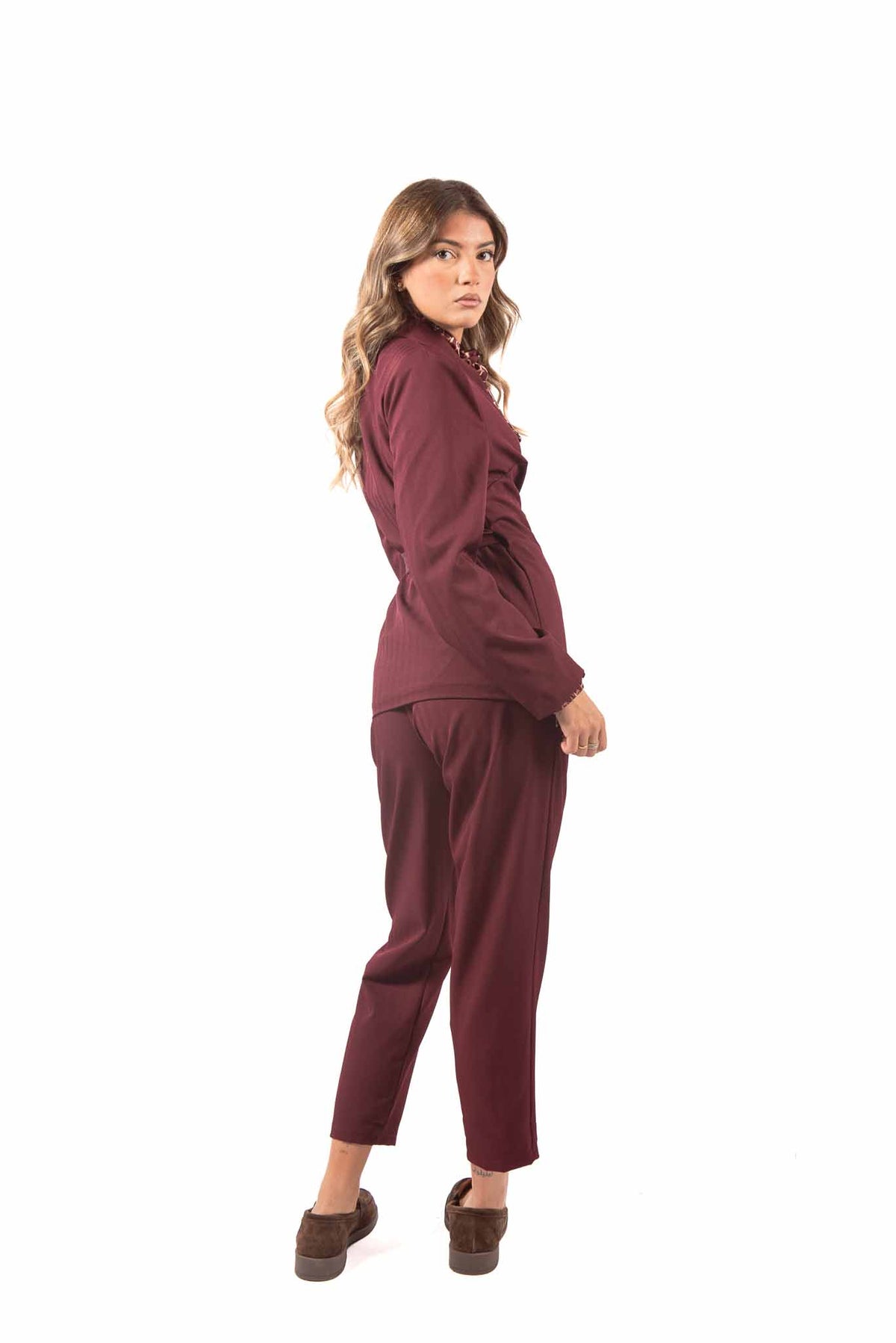 Pantaloni Chino Bordeaux con Cintura donna Miss love - 5