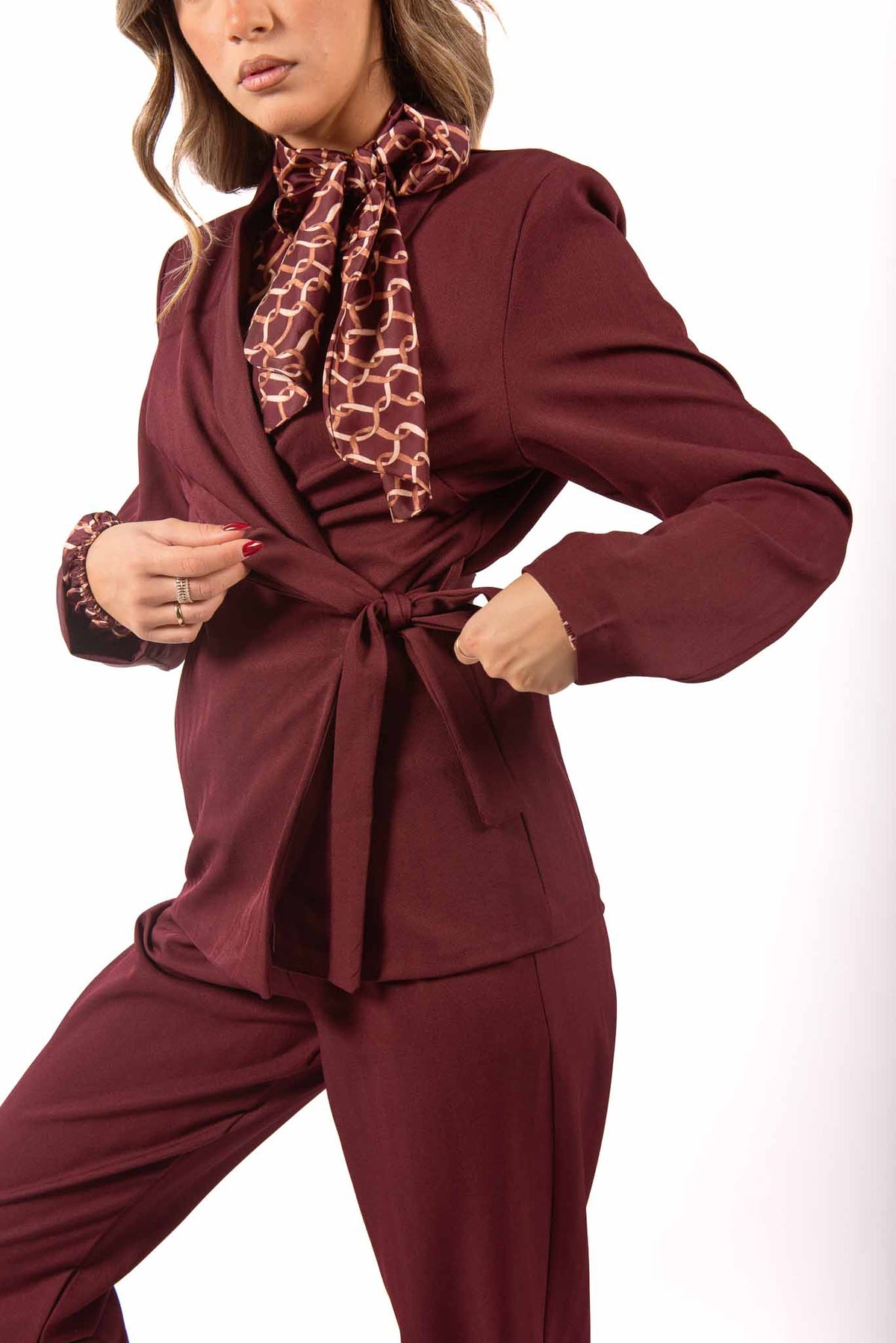 Blazer Incrociato a Portafoglio Bordeaux donna Miss love - 5