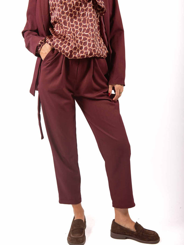 Pantaloni Chino Bordeaux con Cintura da donna Miss love